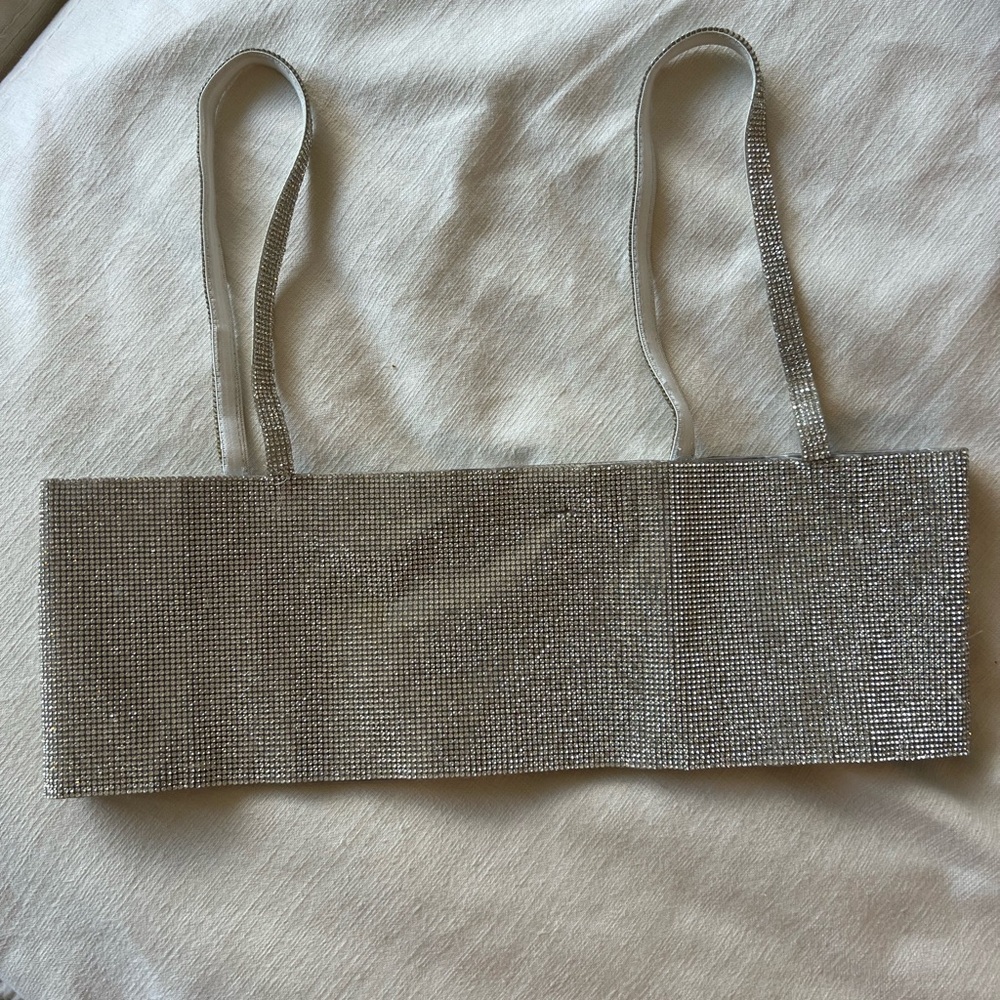 White Fox Boutique Silver Crop Top